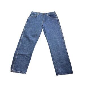 Wrangler Rugged Wear Mens Jeans Size 36x30 Blue Denim Classic Fit Straight Leg